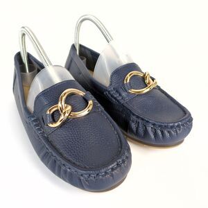 Comfort by Alexis Bendel Women's 7W Dorothy Navy Moccasin Loafers Faux Leather